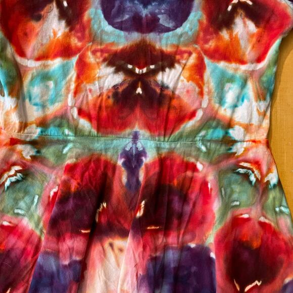 Girls Ice Dyed Skater Dress - Tie Dye Mandala Dark Hand-dyed (Kid's Size 10) - Picture 10 of 10